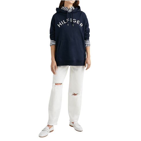 Felpa Donna con cappuccio e logo Blu Tommy Hilfiger- Francavilla Moda